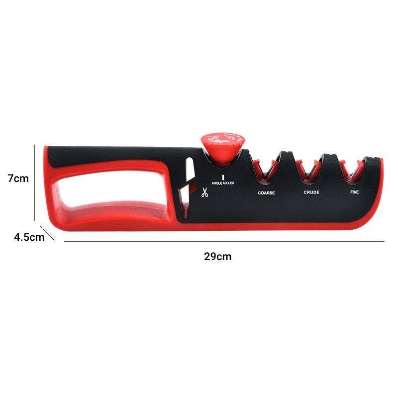 1 Stück Schwarz/Rot Edelstahl Küche Facilitative Sharpener Werkzeug Winkel Einstellbar Fünf In Einem Messer Sharpener Professionelle schwarz/rot von Joom DACH