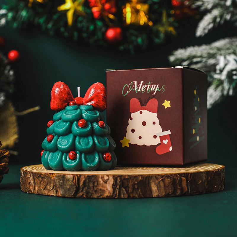 1 Stück Sojawachs Handgefertigt Duftgeschenke Schleife Weihnachtsbaum Xmas Kerze Atmosphäre Baumform Ornamente Mehrere Optionen verfügbar von Joom DACH