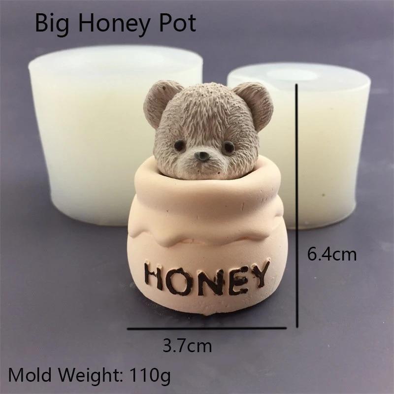 1 Stück Teddybär Honigglas 2024 Little Bear Kerze Silikonform Kuchen Backform Aroma Kerze Gips Tropfform für Heimdekoration large pot von Joom DACH