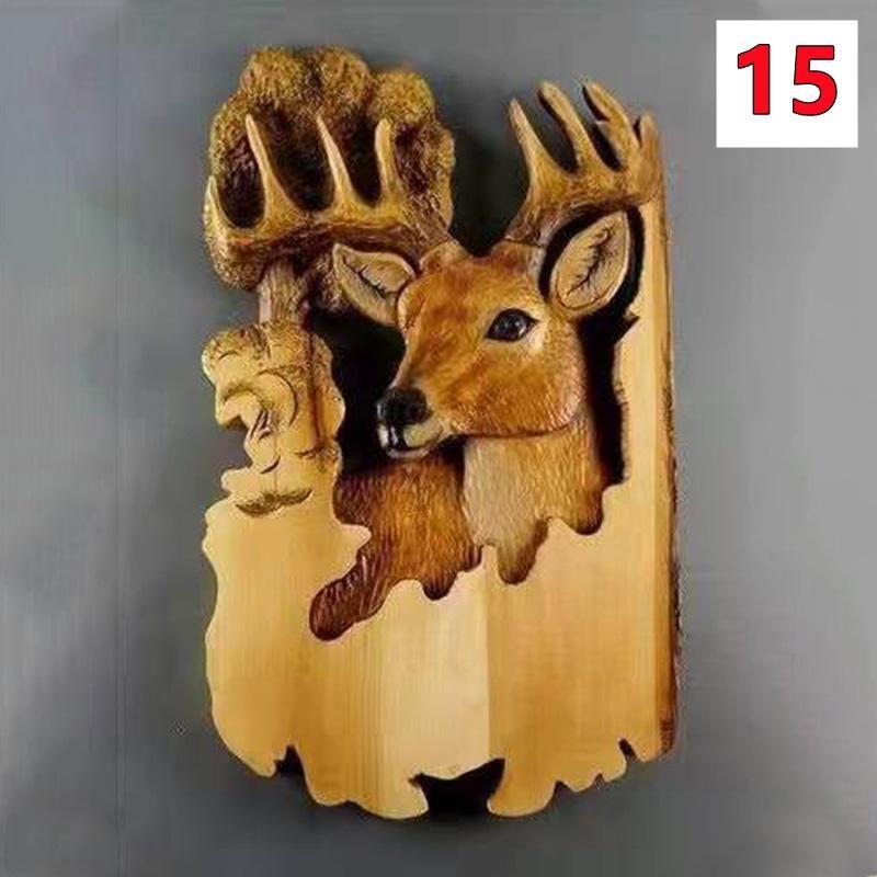 1 Stück Tierschnitzerei Handwerk Wandbehang Skulptur Holz Waschbär Bär Hirsch handbemalt Dekoration für Zuhause Wohnzimmer 15 von Joom DACH