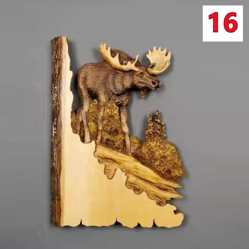 1 Stück Tierschnitzerei Handwerk Wandbehang Skulptur Holz Waschbär Bär Hirsch handbemalt Dekoration für Zuhause Wohnzimmer 16 von Joom DACH