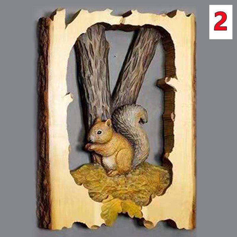 1 Stück Tierschnitzerei Handwerk Wandbehang Skulptur Holz Waschbär Bär Hirsch handbemalt Dekoration für Zuhause Wohnzimmer 2 von Joom DACH