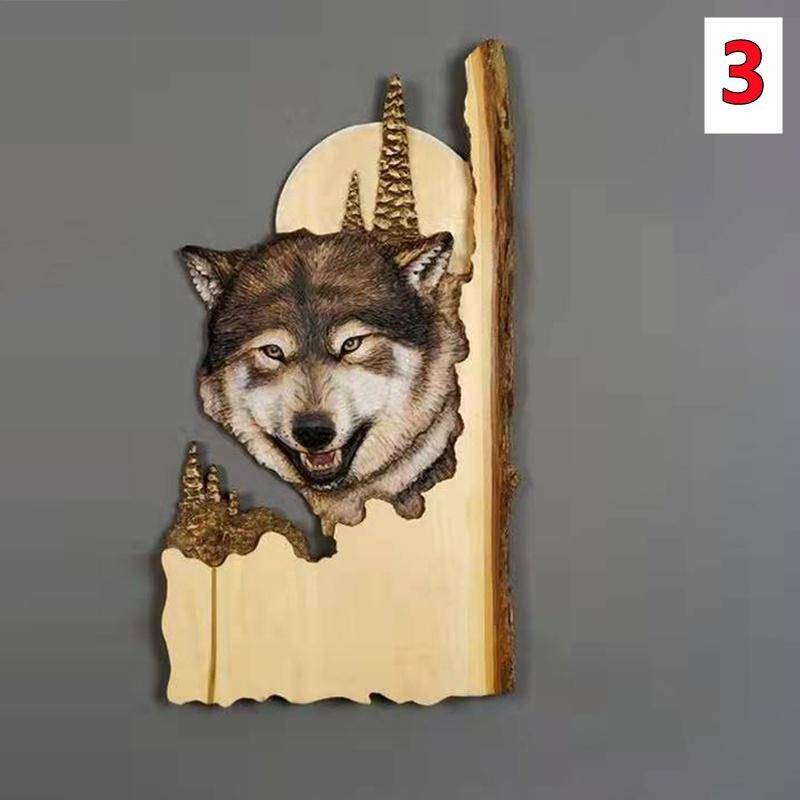 1 Stück Tierschnitzerei Handwerk Wandbehang Skulptur Holz Waschbär Bär Hirsch handbemalt Dekoration für Zuhause Wohnzimmer 3 von Joom DACH