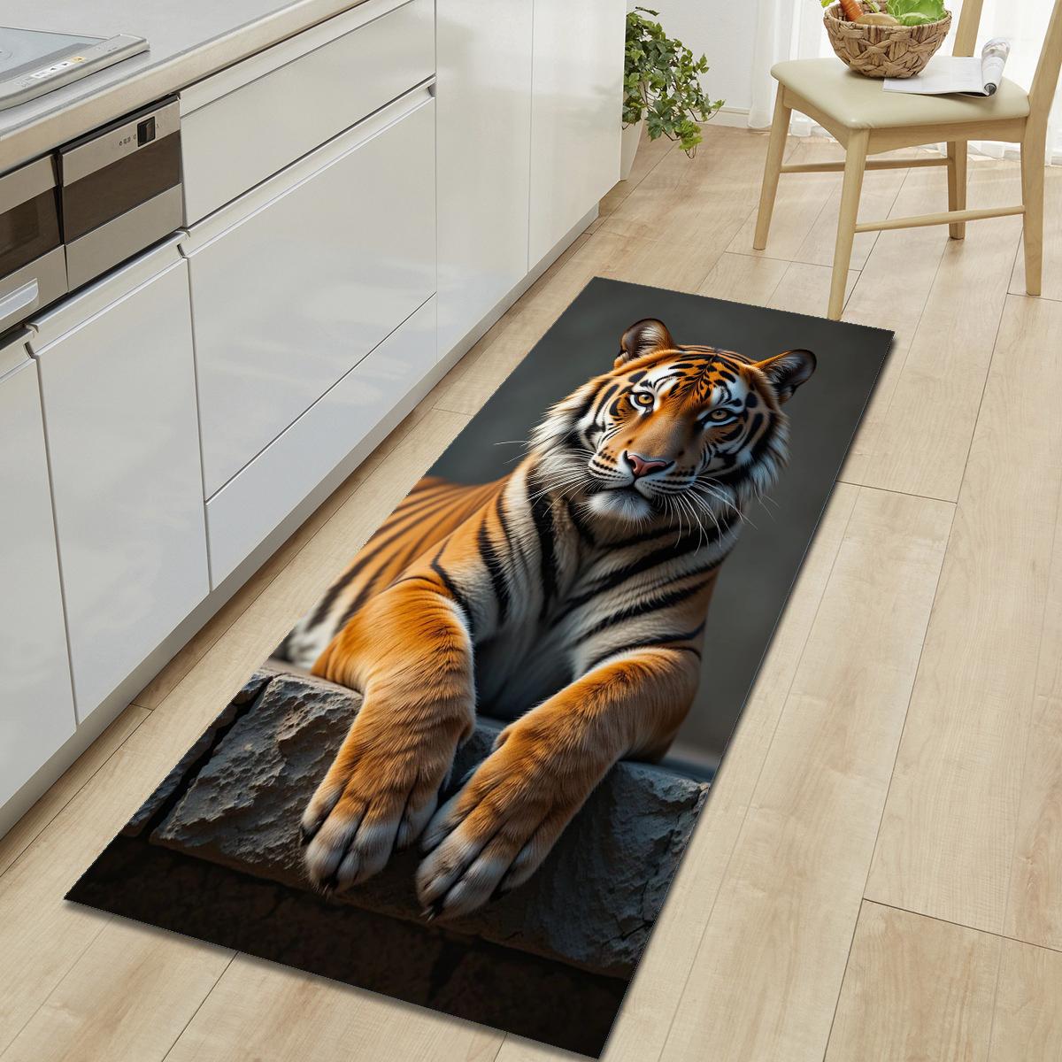 1 Stück Tiger Muster Fußmatte Modern Küche Polyester Teppich Rutschfest Bunt Innen Teppich, Für Zuhause Badezimmer Schlafzimmer Wohnzimmer Deko 120*160cm von Joom DACH