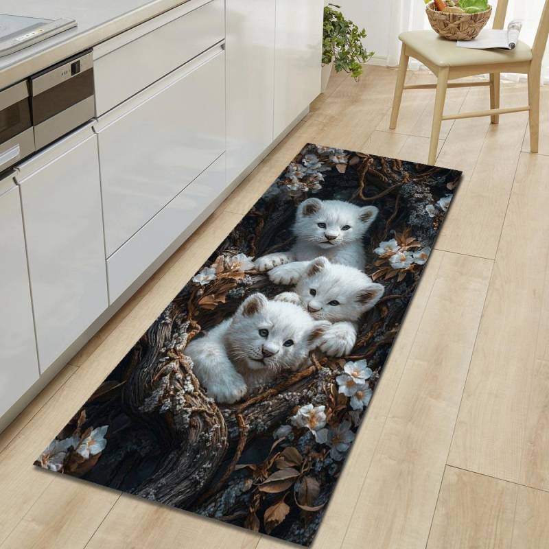 1 Stück Tiger Muster Fußmatte Modern Küche Polyester Teppich Rutschfest Bunt Innen Teppich, Für Zuhause Badezimmer Schlafzimmer Wohnzimmer Deko 40*60cm von Joom DACH