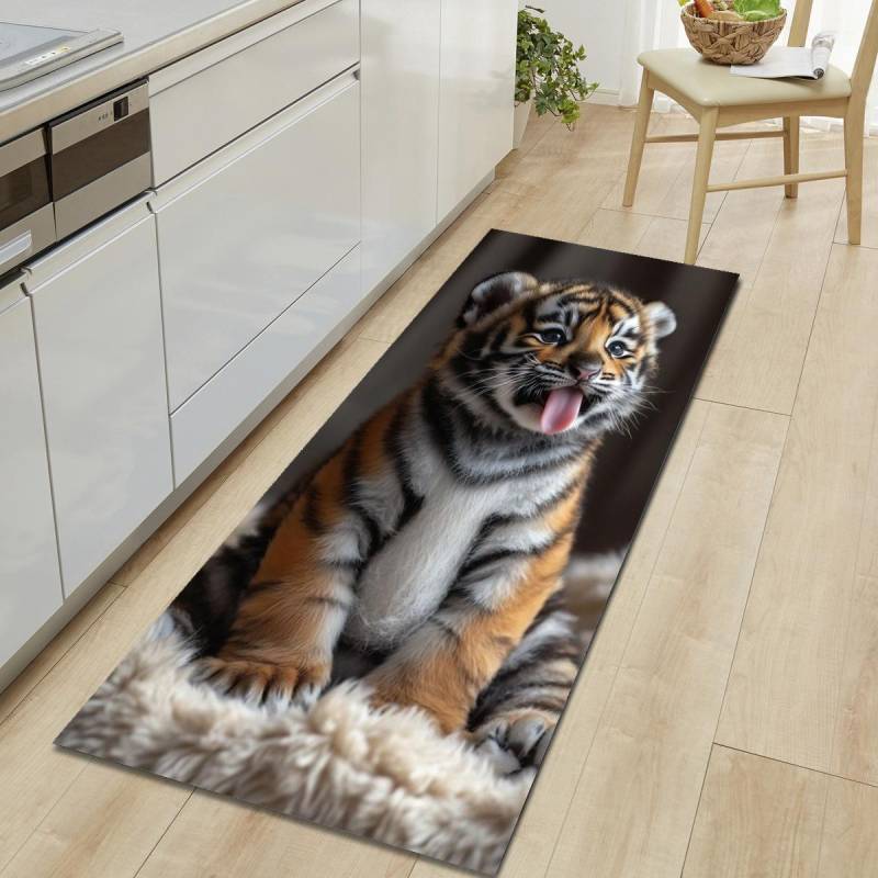 1 Stück Tiger Muster Fußmatte Modern Küche Polyester Teppich Rutschfest Bunt Innen Teppich, Für Zuhause Badezimmer Schlafzimmer Wohnzimmer Deko 50*80cm von Joom DACH
