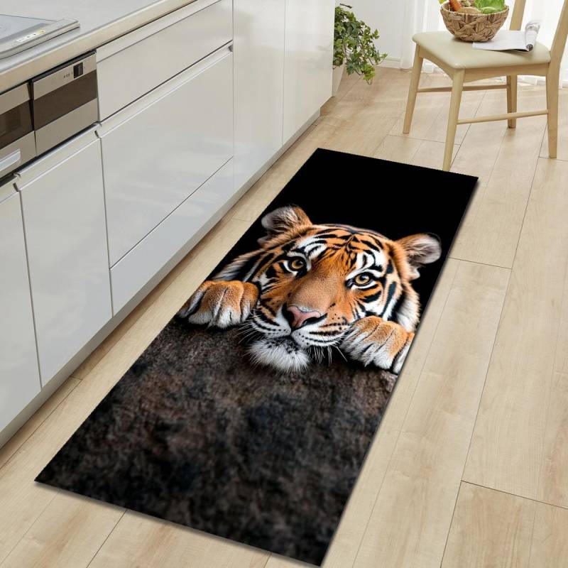 1 Stück Tiger Muster Fußmatte Modern Küche Polyester Teppich Rutschfest Bunt Innen Teppich, Für Zuhause Badezimmer Schlafzimmer Wohnzimmer Deko 50*80cm von Joom DACH