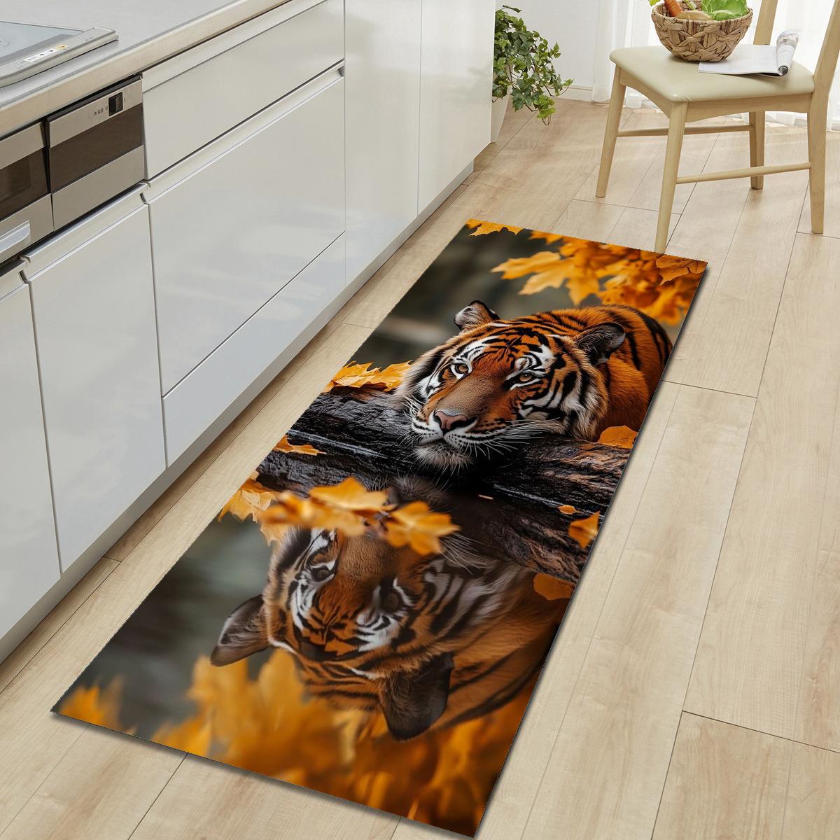 1 Stück Tiger Muster Fußmatte Modern Küche Polyester Teppich Rutschfest Bunt Innen Teppich, Für Zuhause Badezimmer Schlafzimmer Wohnzimmer Deko 50*80cm von Joom DACH