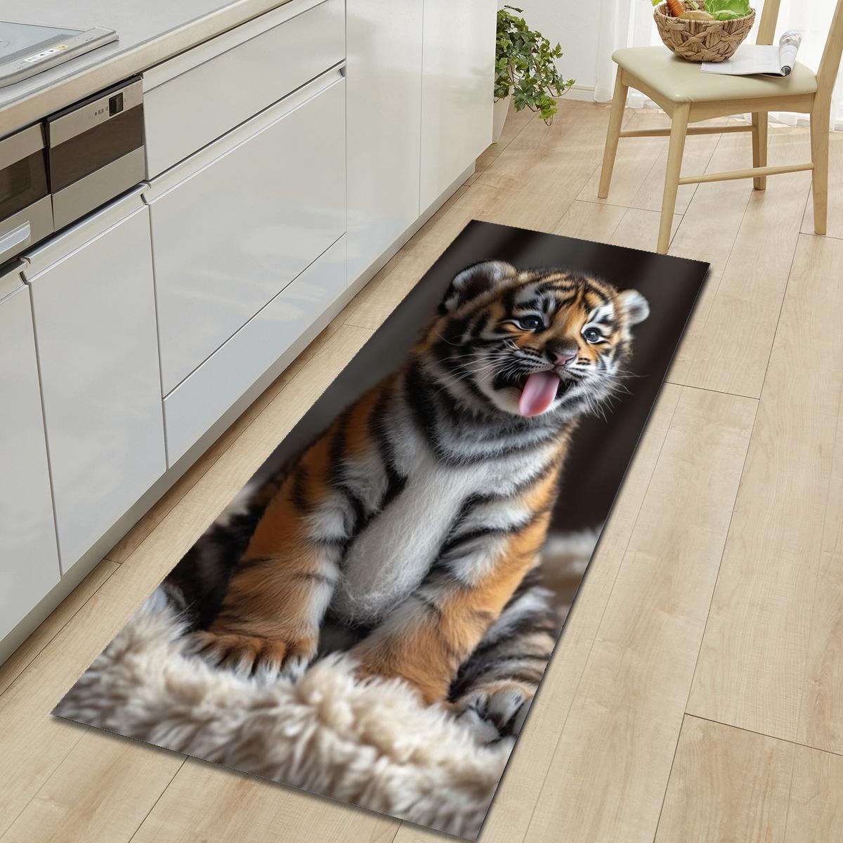 1 Stück Tiger Muster Fußmatte Modern Küche Polyester Teppich Rutschfest Bunt Innen Teppich, Für Zuhause Badezimmer Schlafzimmer Wohnzimmer Deko 60*180cm von Joom DACH