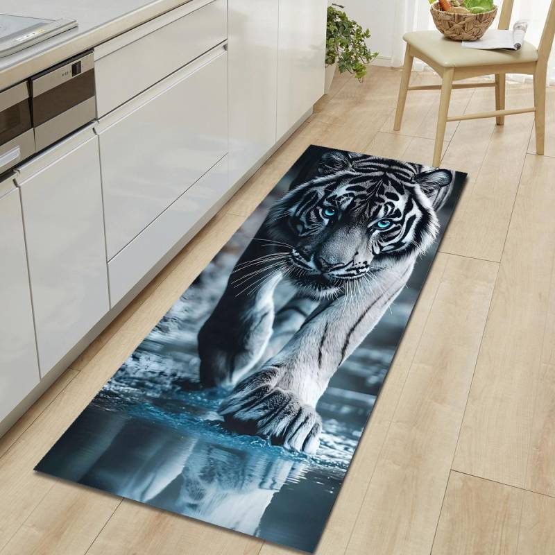 1 Stück Tiger Muster Fußmatte Modern Küche Polyester Teppich Rutschfest Bunt Innen Teppich, Für Zuhause Badezimmer Schlafzimmer Wohnzimmer Deko 80*120cm von Joom DACH