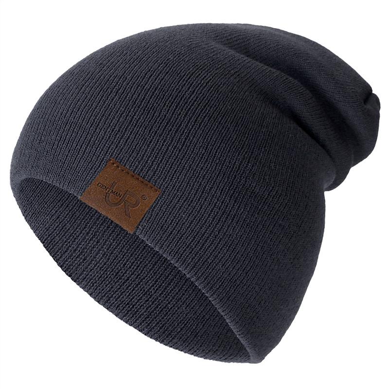 1 Stück Unisex-Beanie-Mütze, lässige Mütze für Männer und Frauen, warme, weiche Strickmütze, stilvolle, schlichte, tägliche Wintermütze 54cm-60cm schwarz/dunkelgrau von Joom DACH
