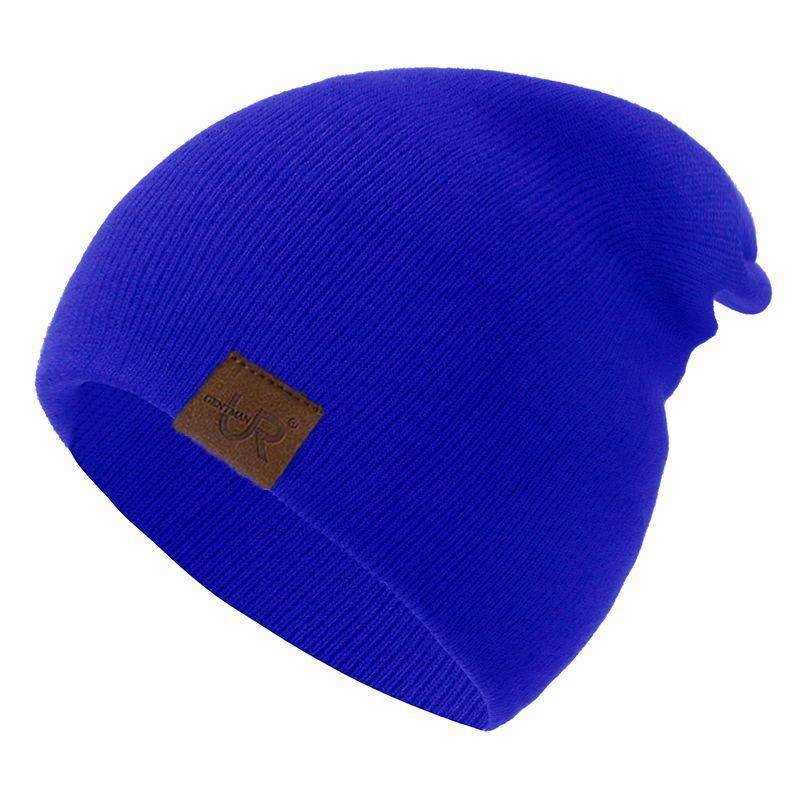 1 Stück Unisex-Beanie-Mütze, lässige Mütze für Männer und Frauen, warme, weiche Strickmütze, stilvolle, schlichte, tägliche Wintermütze 54cm-60cm blau von Joom DACH