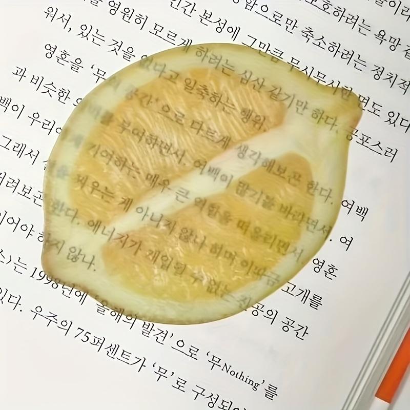 1 Stück Verspieltes Fruchtscheiben-Lesezeichen - Transparentes PVC, Wassermelonen-, Zitronen- und Apfel-Designs | Lustiger & Einzigartiger Seitenmarker für Bücher, Bürobedarf zitronengelb von Joom DACH