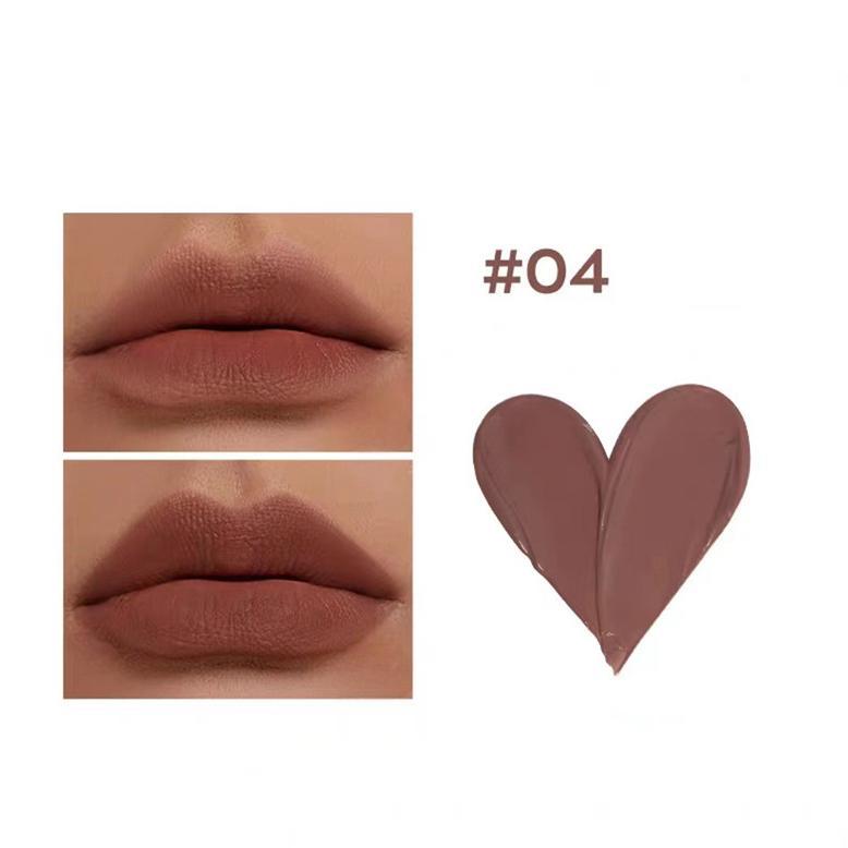 1 Stück Wasserdicht Matt Nude Lipgloss Braun Nude Pigment Dunkelrot Langlebig Velvet Love Flüssiger Lippenstift Frauen Make-Up Lip Glaze 1 STÜCKE HMM #04 von Joom DACH