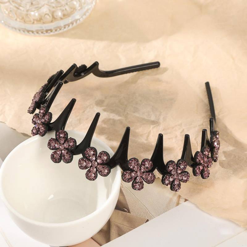 1 Stück Wellen-Stirnband Damen Pony Gebrochene Haarspange Faules Geflochtenes Stirnband Einfache Fee Alleskönner Luft Rutschfeste Haarspange Schmetterlings-Stirnband Flowers violett von Joom DACH