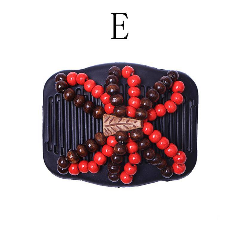 1 Stück dehnbare Haarspange Doppelschiebe-Haarnadel Holzperlen Haarkamm Vintage Damen-Accessoires E von Joom DACH