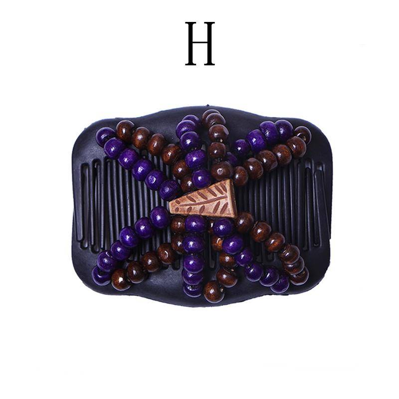 1 Stück dehnbare Haarspange Doppelschiebe-Haarnadel Holzperlen Haarkamm Vintage Damen-Accessoires H von Joom DACH