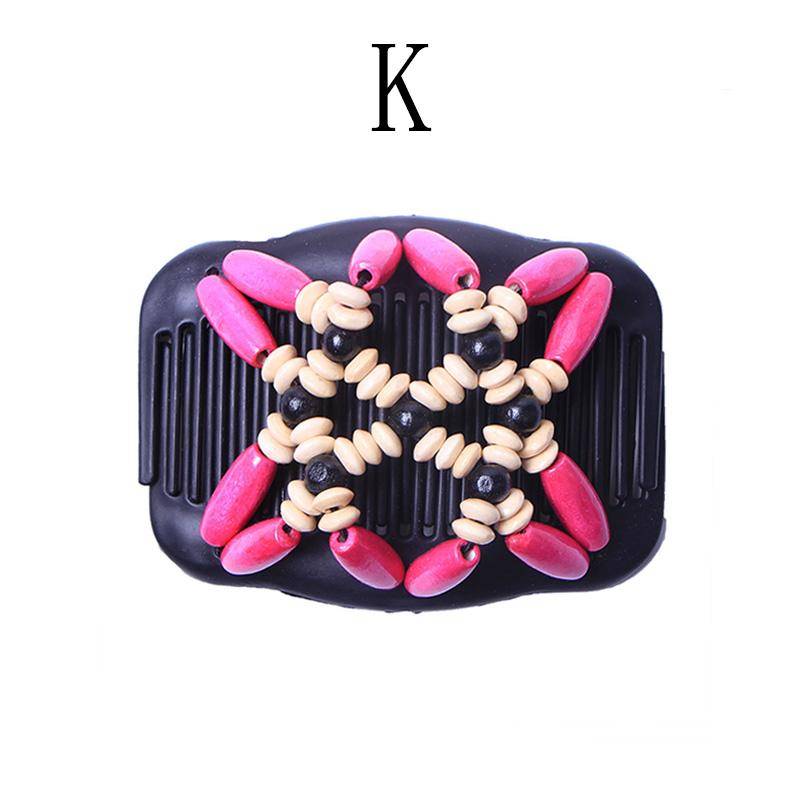 1 Stück dehnbare Haarspange Doppelschiebe-Haarnadel Holzperlen Haarkamm Vintage Damen-Accessoires K von Joom DACH