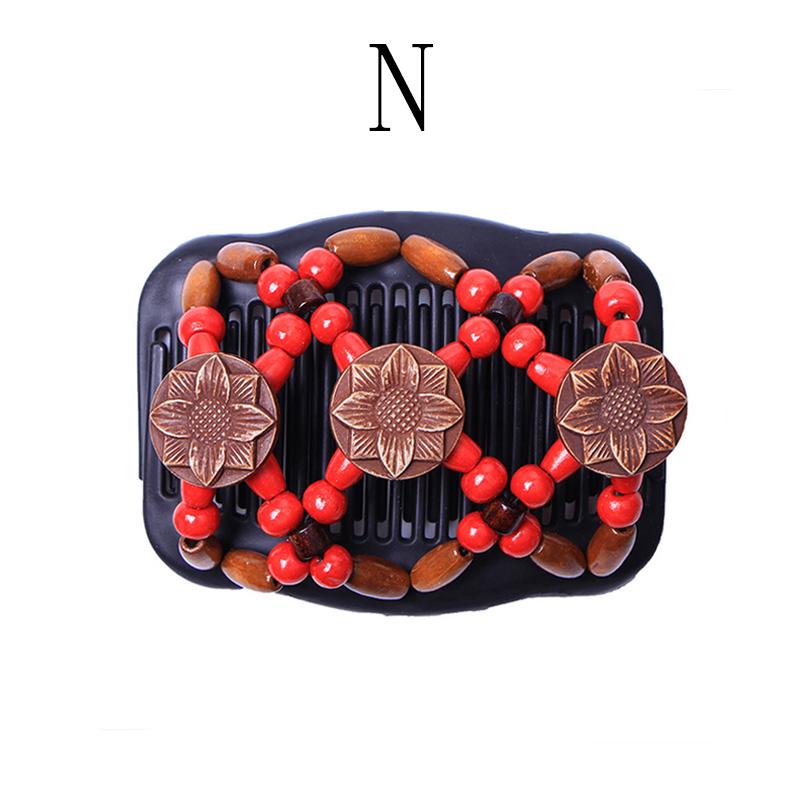 1 Stück dehnbare Haarspange Doppelschiebe-Haarnadel Holzperlen Haarkamm Vintage Damen-Accessoires N von Joom DACH