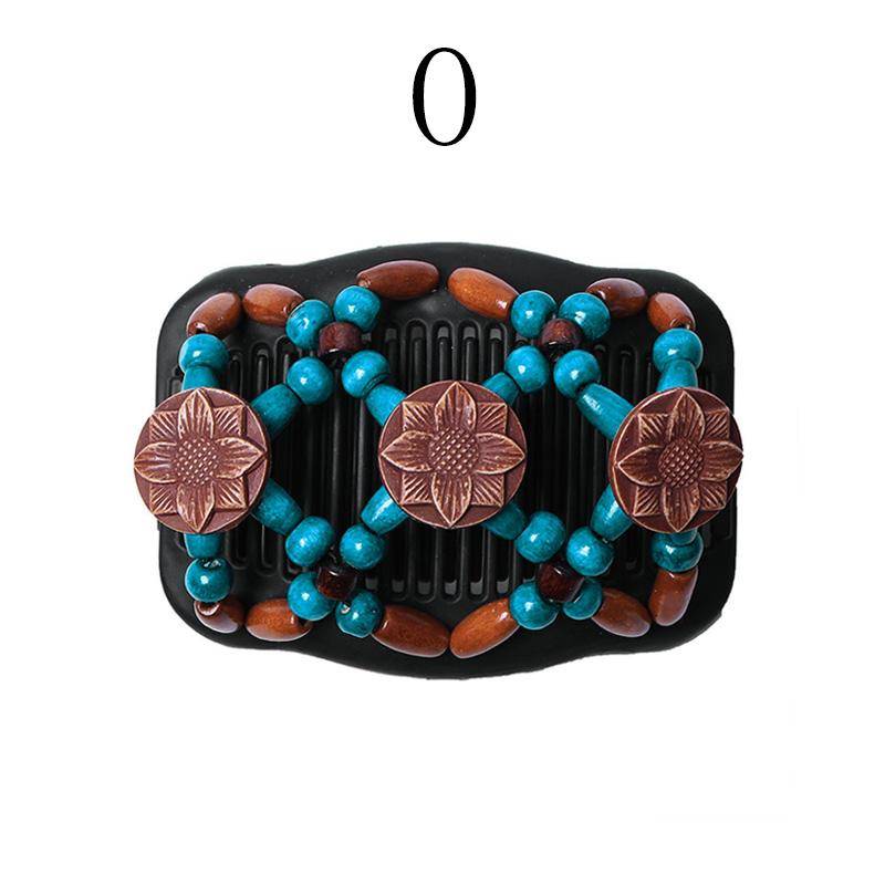 1 Stück dehnbare Haarspange Doppelschiebe-Haarnadel Holzperlen Haarkamm Vintage Damen-Accessoires O von Joom DACH