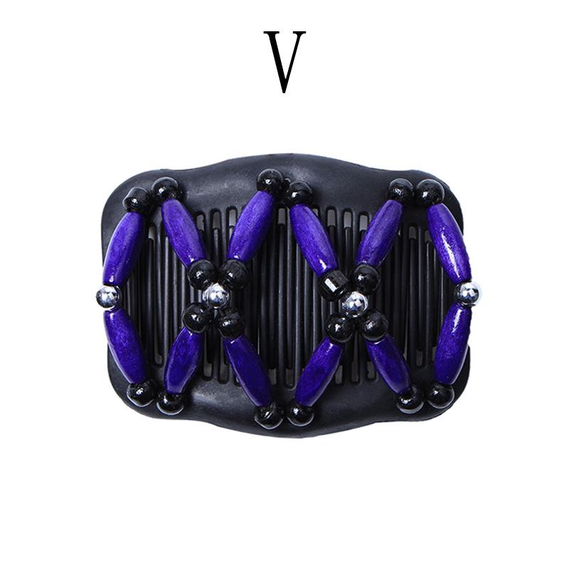 1 Stück dehnbare Haarspange Doppelschiebe-Haarnadel Holzperlen Haarkamm Vintage Damen-Accessoires V von Joom DACH