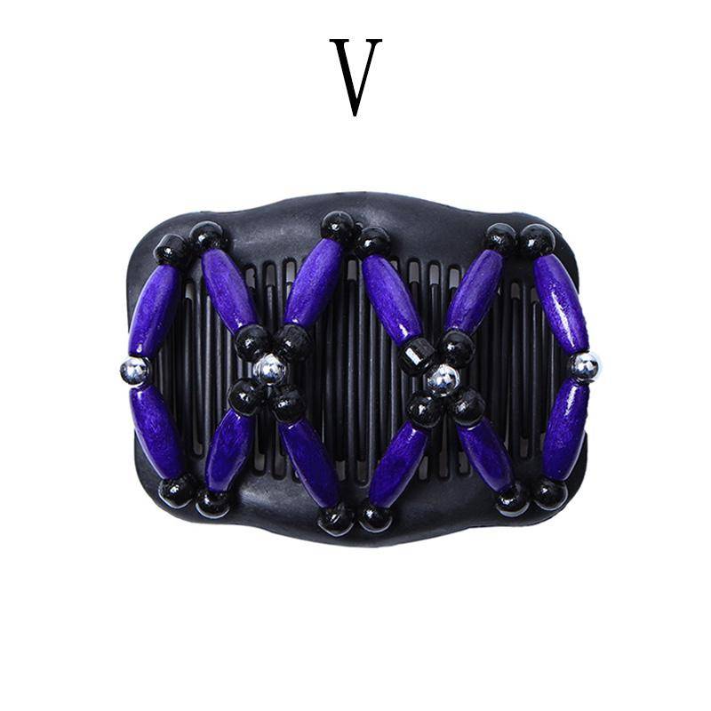 1 Stück dehnbare Haarspange Doppelschiebe-Haarnadel Holzperlen Haarkamm Vintage Damen-Accessoires V von Joom DACH