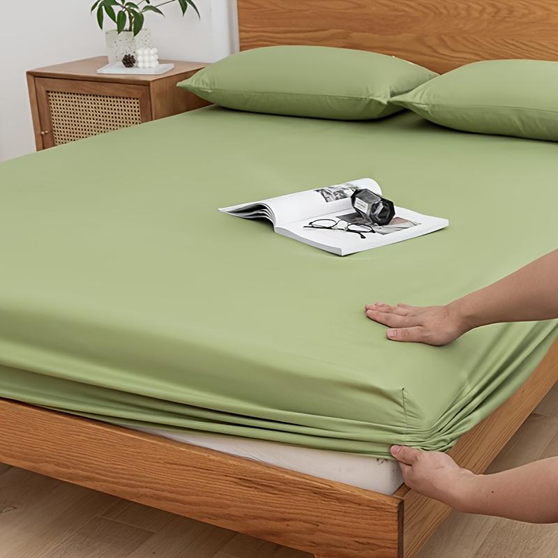 1 Stück einfarbiges einlagiges Spannbettlaken, gewaschene Baumwolle Spannbettlaken Matratzenschoner für Sommerbettwäsche, mehrere Größen 200*220cm grün von Joom DACH