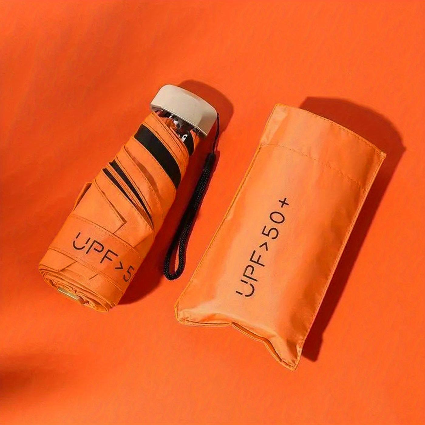 1 Stück kleiner Taschenschirm, Reiseschirm, kompakter, leichter tragbarer Schirm, UV-beständiger, wasserdichter, tragbarer Taschen-Reiseschirm für Mädchen A-7 orange von Joom DACH