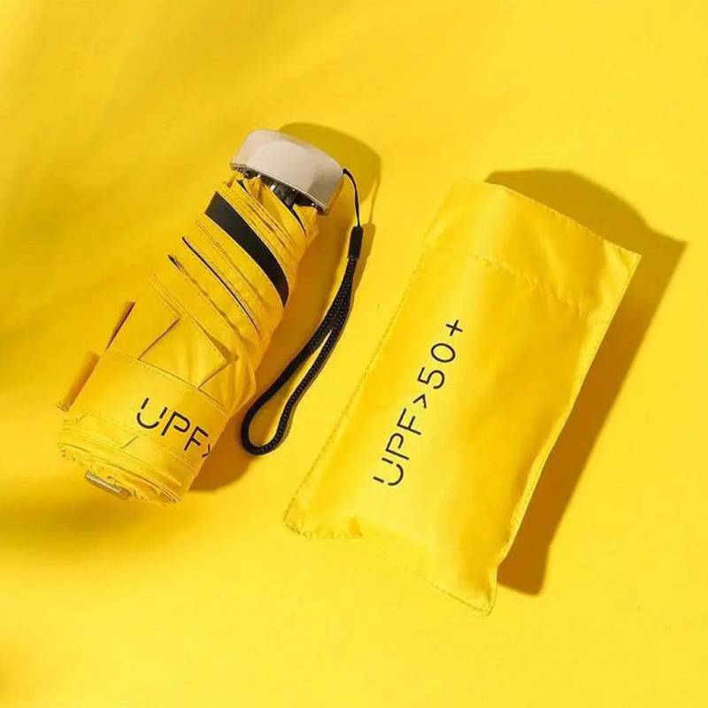 1 Stück kleiner Taschenschirm, Reiseschirm, kompakter, leichter tragbarer Schirm, UV-beständiger, wasserdichter, tragbarer Taschen-Reiseschirm für Mädchen A-8 gelb von Joom DACH