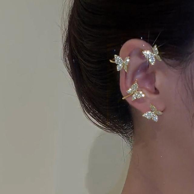 1 Stück koreanische Mode Strass Schmetterling Ohrclips ohne Piercing für Frauen Mädchen funkelnde Zirkon Ohrstulpe Clip Ohrringe Hochzeit Schmuck Geschenke von Joom DACH