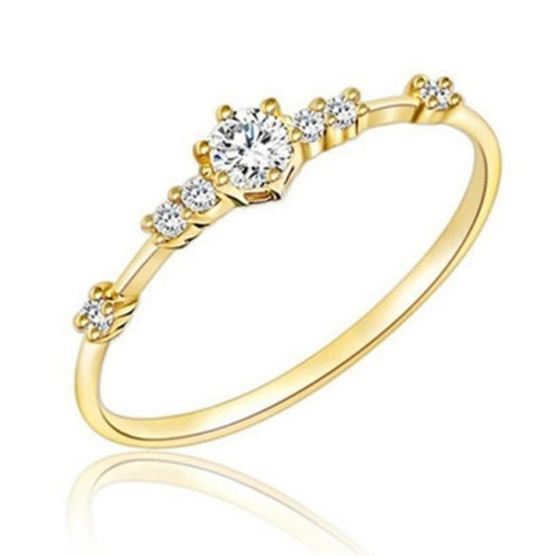 1 Stück modischer, stilvoller Ring mit 7 kleinen Zirkonen, exquisiter Verlobungsring, beste Geschenke für Frauen 6 gold von Joom DACH