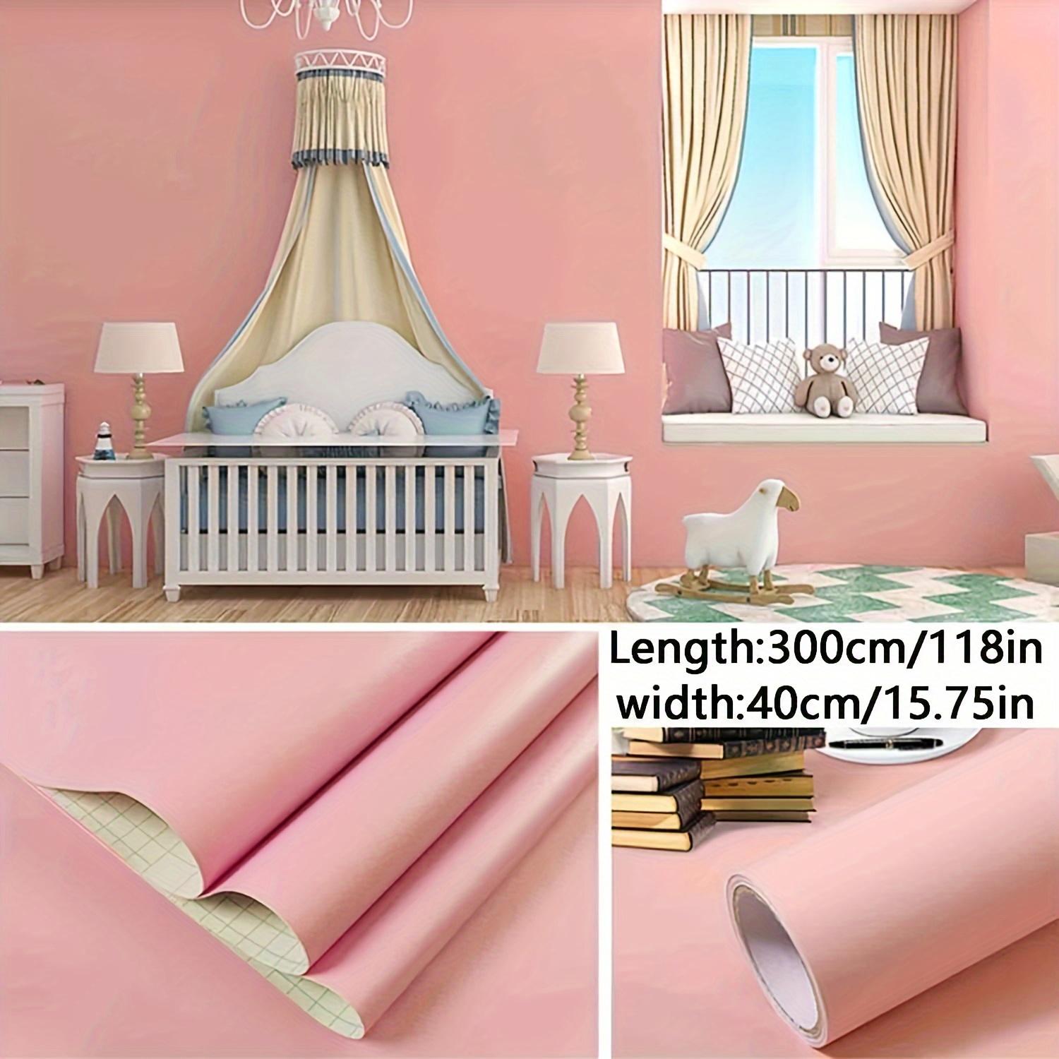 1 Stück rosa, selbstklebende, verdickte Tapetenfolienaufkleber lassen sich leicht auf Tapeten, Regalverkleidungen, Tische und Türrenovierungen aufkleben, 15,75 x 118 Zoll 40*300cm/15.75*118in rosa von Joom DACH