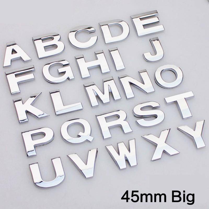 1 Stücke 45mm Silber Schwarz Metall DIY Alphabet Auto Auto Moto 3D Auto Aufkleber Aufkleber Abzeichen Abzeichen Auto Aufkleber O silber von Joom DACH