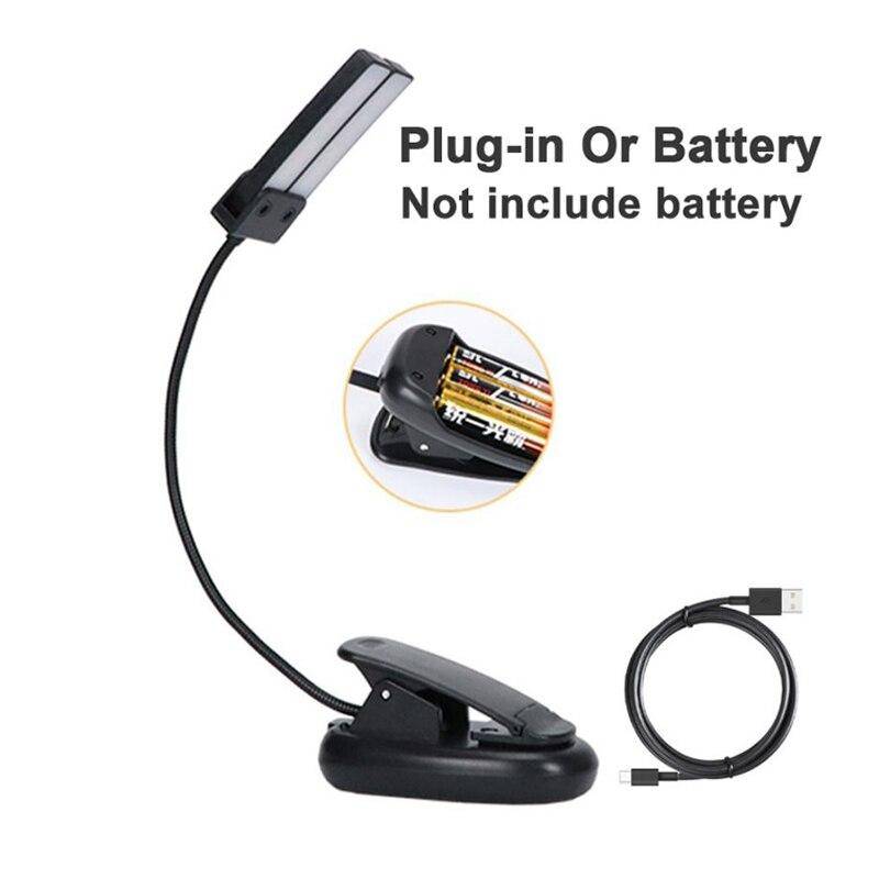 1 Stücke Buch Licht USB Led-leuchten Clip Leselampe Augenschutz Schreibtischlampe Bücher Leselampe Einstellbare Nachttischlampe YSXX schwarz von Joom DACH