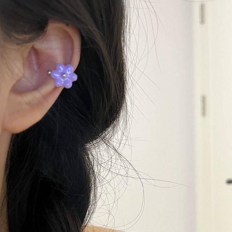 1 Stücke Mode Vintage Bunte Blume Ohr Manschette Ohr Clip Gefälschte Piercing Ohrring Für Frauen Mädchen Mode Schmuck Geschenke violett von Joom DACH