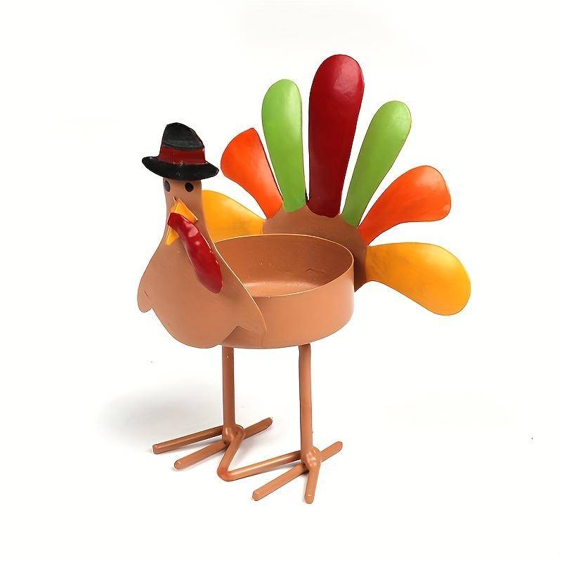 1 Truthahn-Kerzenhalter, metallfarbener Truthahn-förmiger dekorativer Kerzenhalter, sitzender Truthahn Teelicht-Kerzenhalter B von Joom DACH