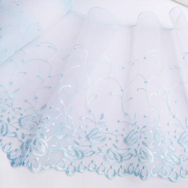 1 m bunte Stickerei Spitze DIY Damen Hochzeitskleid Kleidung Stoff Wiege Heimtextilien Sofabesatz 25 cm breit blau von Joom DACH