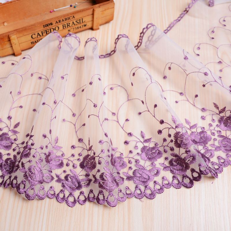 1 m bunte Stickerei Spitze DIY Damen Hochzeitskleid Kleidung Stoff Wiege Heimtextilien Sofabesatz 25 cm breit dunkelviolette von Joom DACH