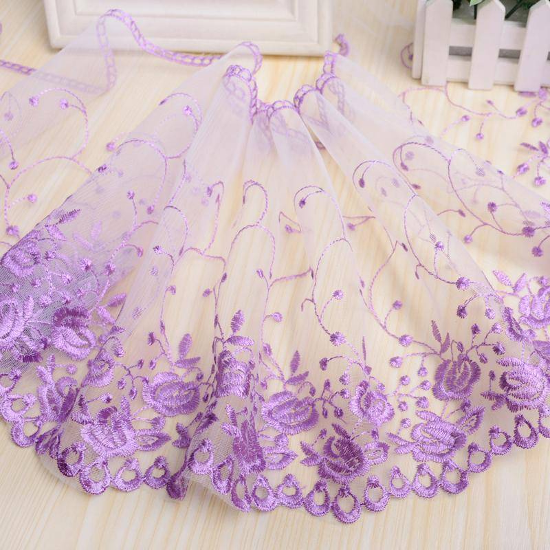 1 m bunte Stickerei Spitze DIY Damen Hochzeitskleid Kleidung Stoff Wiege Heimtextilien Sofabesatz 25 cm breit violett von Joom DACH