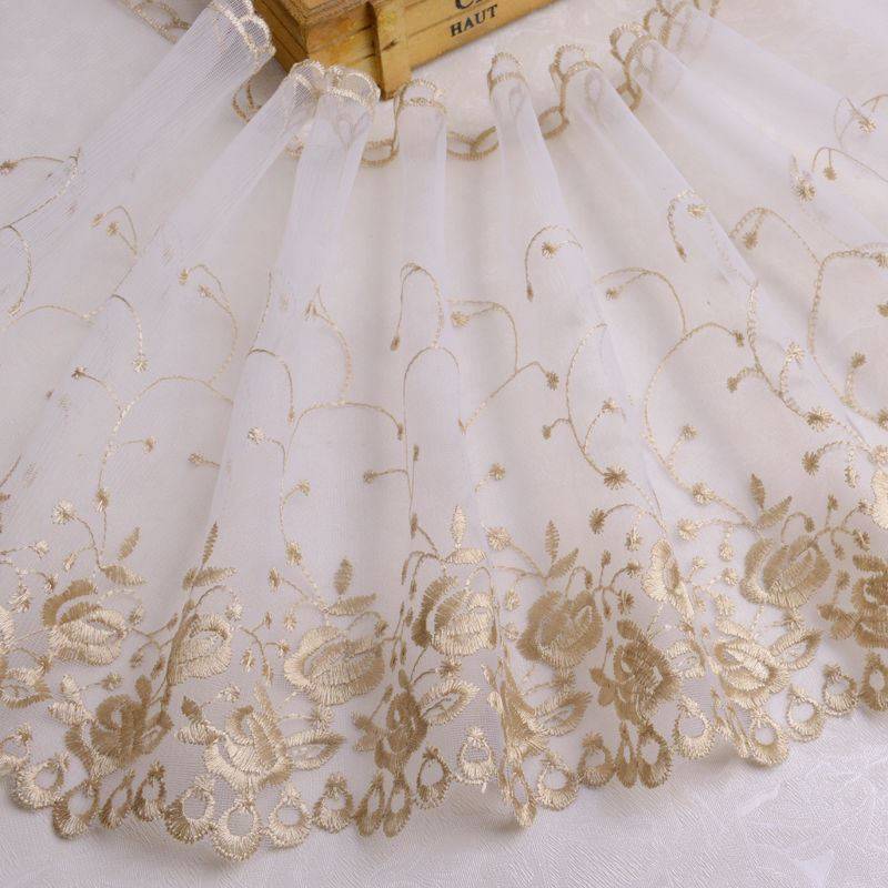 1 m bunte Stickerei Spitze DIY Damen Hochzeitskleid Kleidung Stoff Wiege Heimtextilien Sofabesatz 25 cm breit beige von Joom DACH