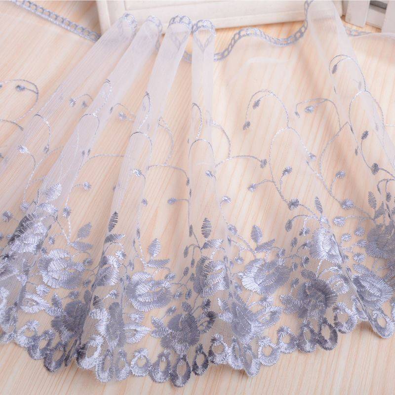 1 m bunte Stickerei Spitze DIY Damen Hochzeitskleid Kleidung Stoff Wiege Heimtextilien Sofabesatz 25 cm breit grau von Joom DACH