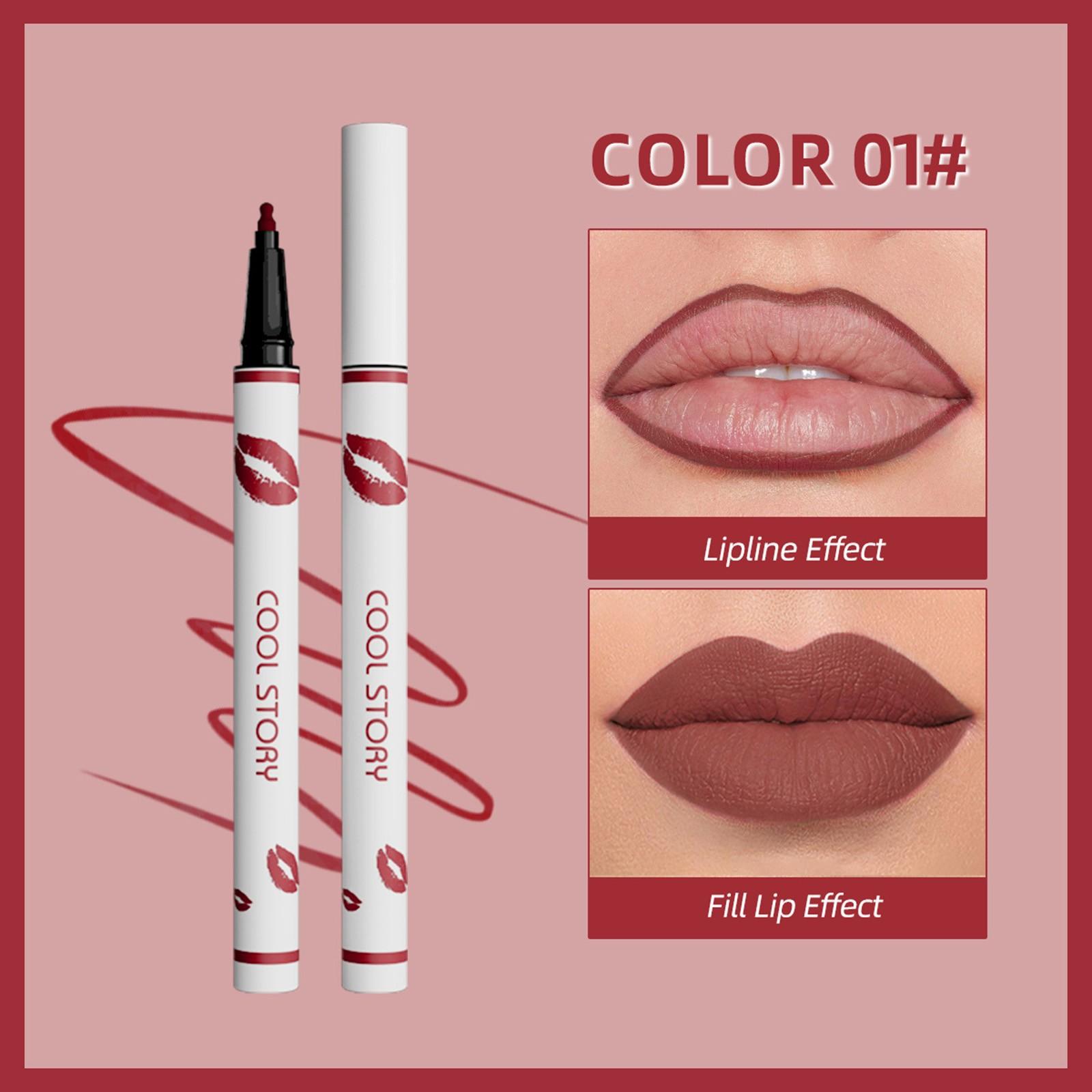 1 ml langanhaltender flüssiger Lipliner, Cool Story Lipliner Liquid, Benighty Liquid Lipliner, 2-in-1 wasserfester, langanhaltender flüssiger Lippenstift für Frauen One Size von Joom DACH