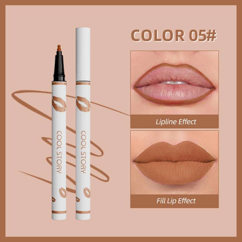 1 ml langanhaltender flüssiger Lipliner, Cool Story Lipliner Liquid, Benighty Liquid Lipliner, 2-in-1 wasserfester, langanhaltender flüssiger Lippenstift für Frauen One Size von Joom DACH