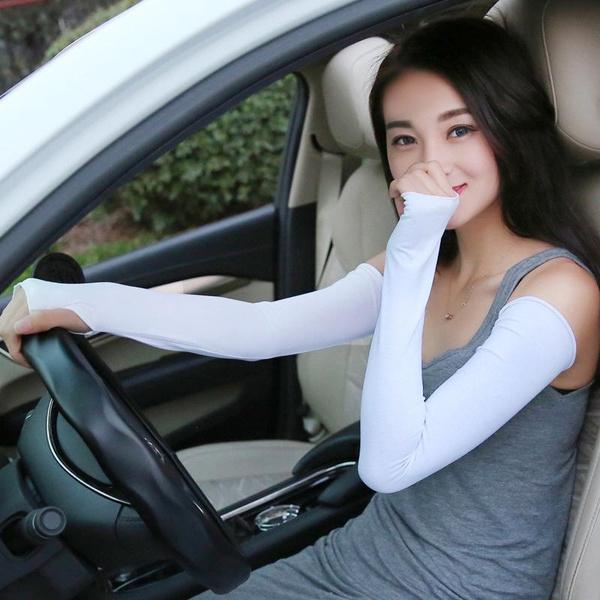 1 paar Frauen Baumwolle Lange Fingerlose UV Sonnenschutz Golf Driving Abdeckung Handschuhe Fäustlinge (16 Farben) von Joom DACH