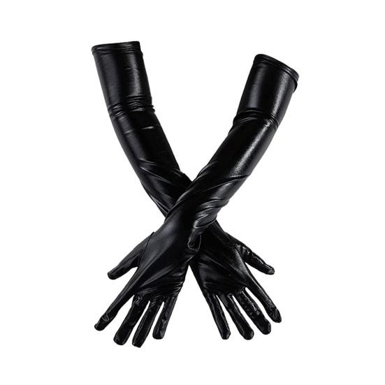 1 paar Frauen Cosplay Handschuhe Beschichtet Faux Leder Fünf Finger Anti-slip Nachtclub Bühne Leistung schwarz von Joom DACH