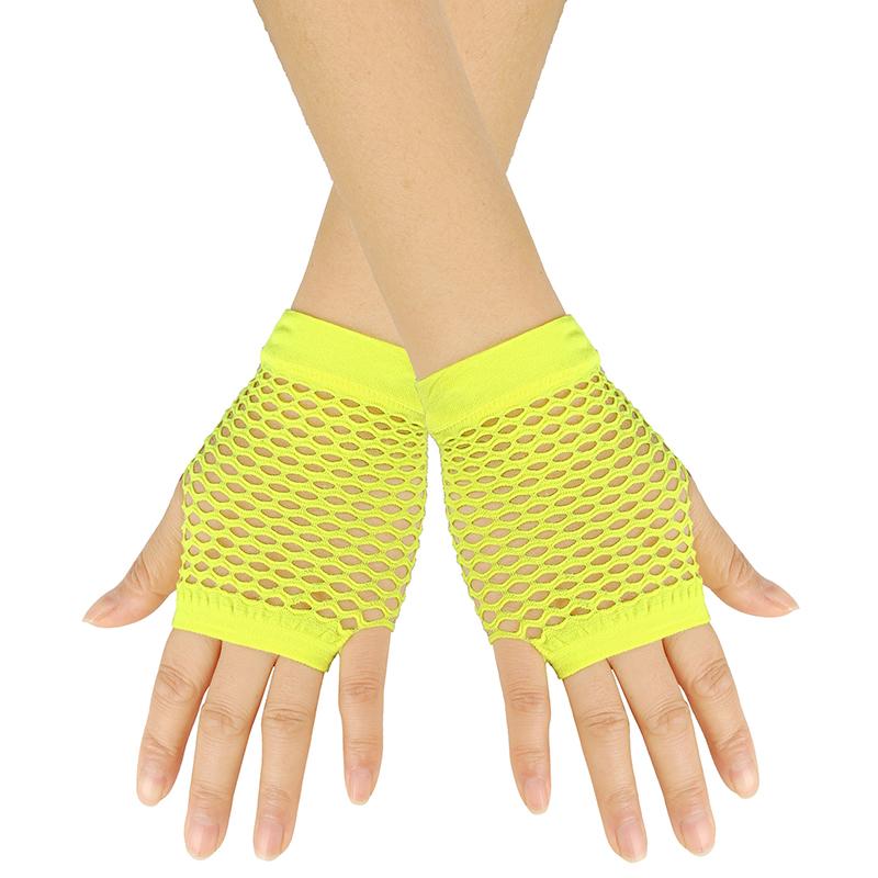 1 paar Frauen Kurze Fishnet Net Handschuhe Fingerlose Mesh Handschuhe Punk gelb von Joom DACH