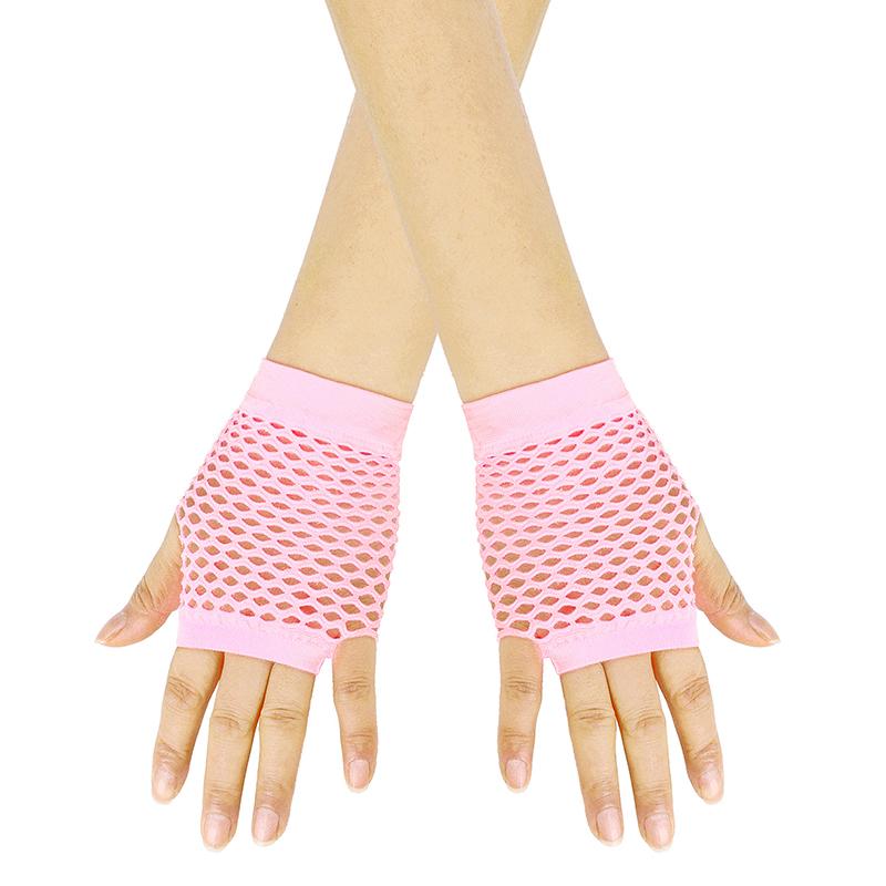 1 paar Frauen Kurze Fishnet Net Handschuhe Fingerlose Mesh Handschuhe Punk rosa von Joom DACH