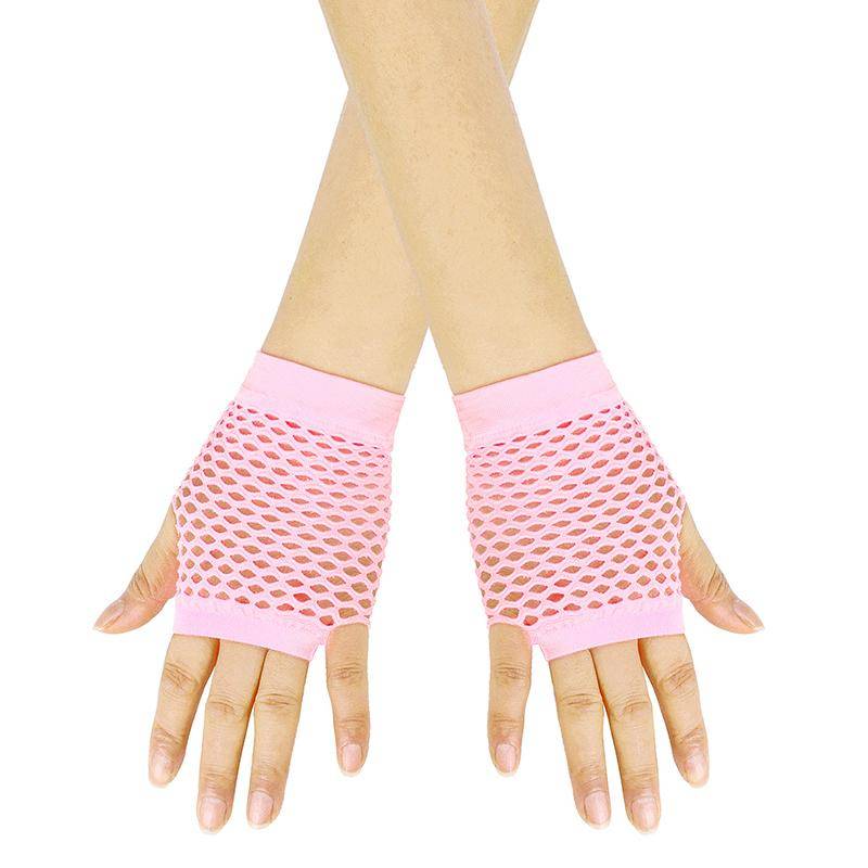 1 paar Frauen Kurze Fishnet Net Handschuhe Fingerlose Mesh Handschuhe Punk rosa von Joom DACH