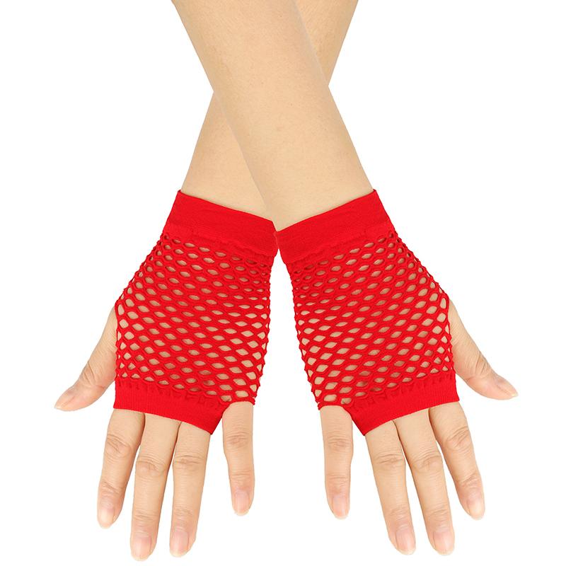1 paar Frauen Kurze Fishnet Net Handschuhe Fingerlose Mesh Handschuhe Punk rot von Joom DACH