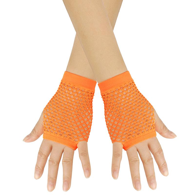 1 paar Frauen Kurze Fishnet Net Handschuhe Fingerlose Mesh Handschuhe Punk orange von Joom DACH